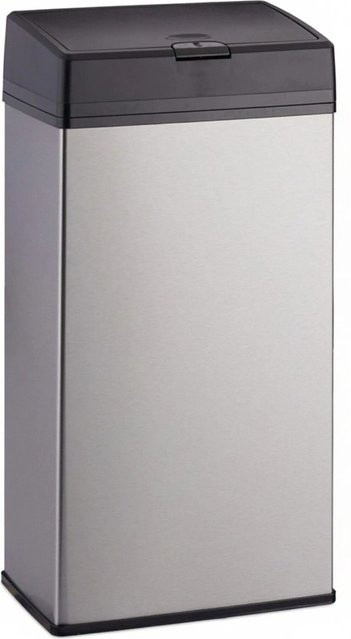 Relaxdays Kosmetikeimer aus Edelstahl in Silber mit Push Funktion, Volumen: 6 Liter, B/T/H: 36 x 18 x 11 cm - Bild 1