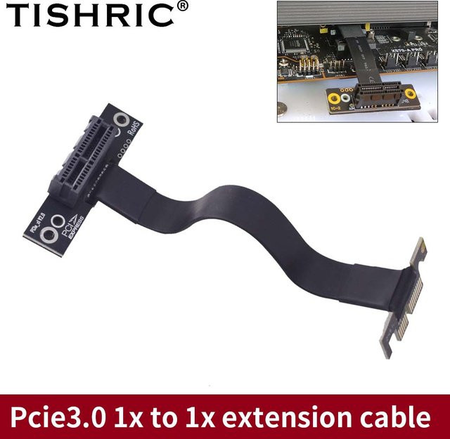 TISHRIC PCIe 3.0 x1 Riser-Verlängerungskabel mit 90 Grad Winkel für WLAN, Soundkarten und USB-Geräte in Schwarz oder Weiß - Bild 1