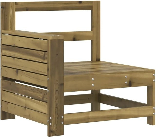 vidaXL Gartensofa aus Kiefernholz mit Armlehnen und Beistelltisch in Braun im Latten-Design - Bild 1
