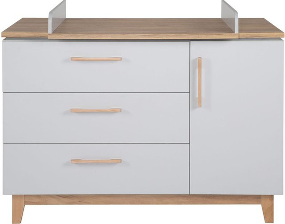 Roba Wickelkommode Caro mit abnehmbarem Wickelaufsatz und Soft-Close-Schubladen, Grau, B/H/T: 134,5 x 78 x 104 cm