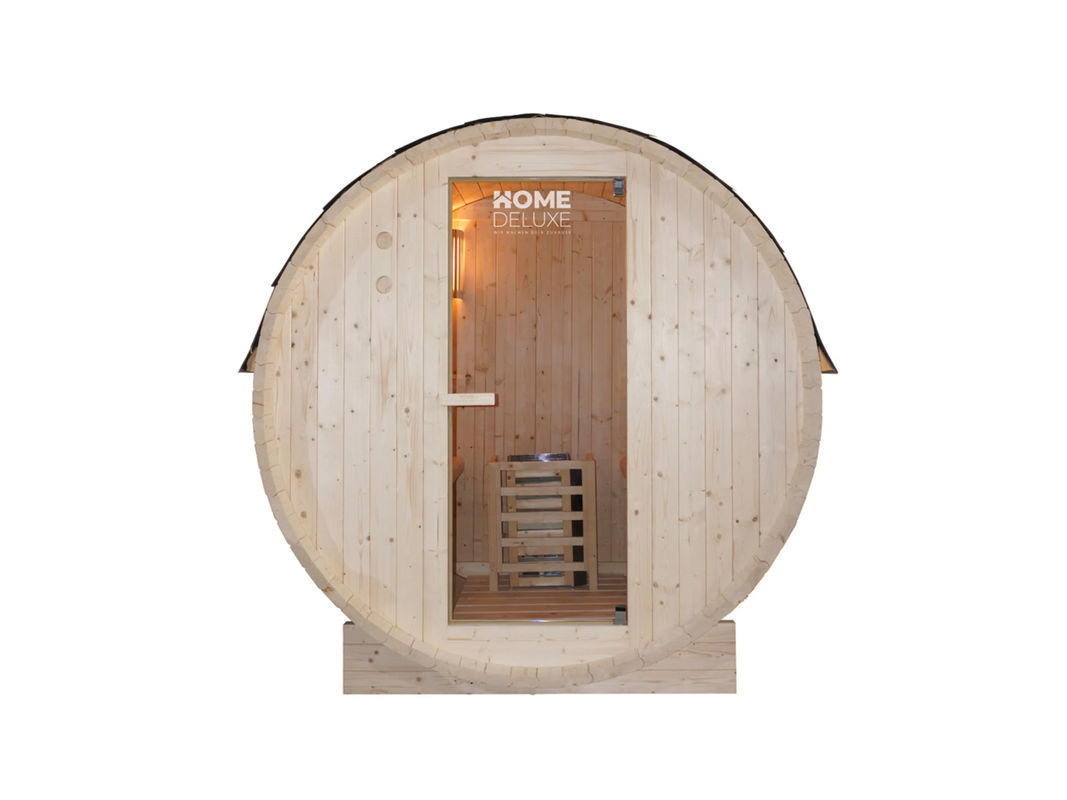 HOME DELUXE Outdoor Fasssauna LAHTI M aus Fichtenholz in Holzfarben und Beige, B/H: 194,8 x 191,7 cm - Bild 3