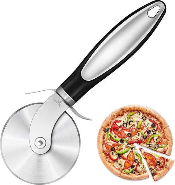 Premium Pizzaschneider JT542 aus Edelstahl in Silber mit superscharfem Rad und rutschfestem Griff - Bild 1