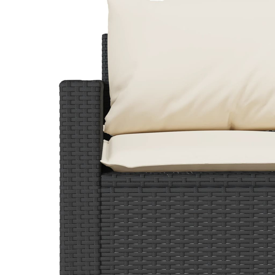 vidaXL Gartensofa 3-Sitzer aus Polyrattan mit Kissen in Schwarz und Cremeweiß, B/T/H: 177,0 x 70,0 x 68,0 cm - Bild 4