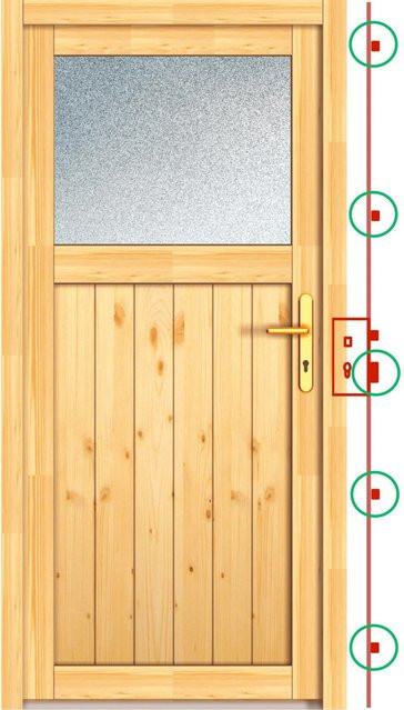 Holz-Nebeneingangstür PANTO NET 504-88 Fichte Natur Braun mit Glaseinsatz, Anschlag Rechts, B: 88 cm, H: 200 cm - Bild 1
