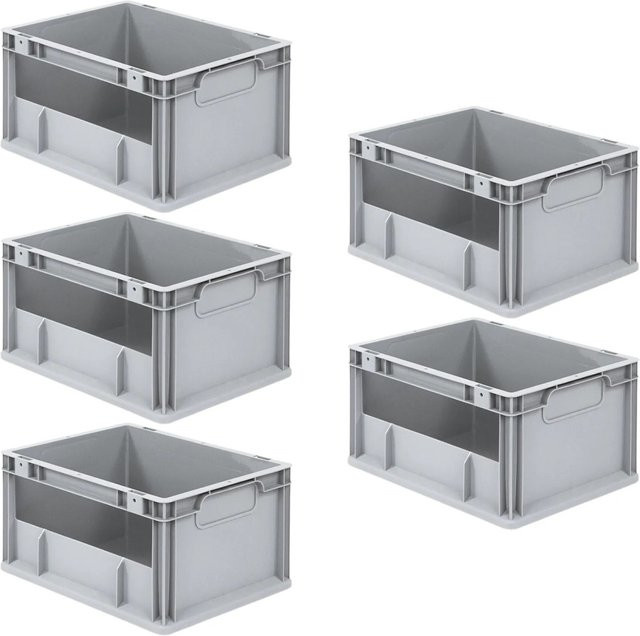 PROREGAL SparSet 5x Eurobox NextGen Insight Eurobehälter Transportbox Grau H x B x T: 22 x 30 x 40 cm - Bild 1