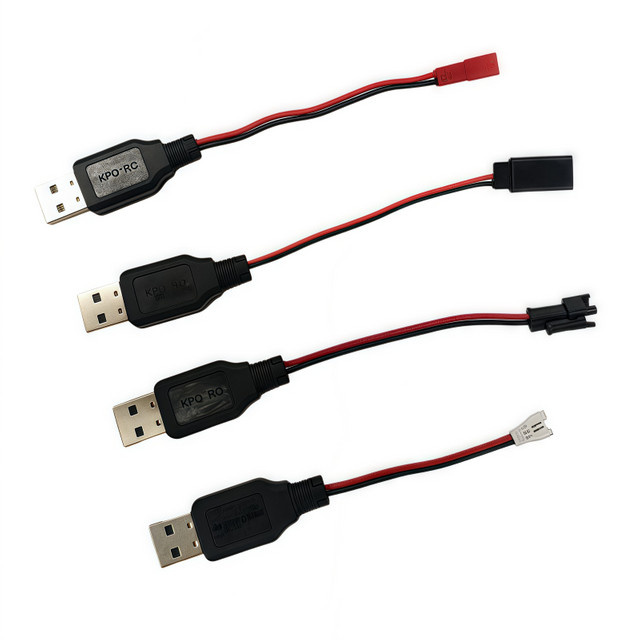 KePaQi Universal USB Ladekabel 3,7 V für Lithium-Batterien von Modellflugzeugen und unbemannten Luftfahrzeugen, Farbe: Schwarz - Bild 1