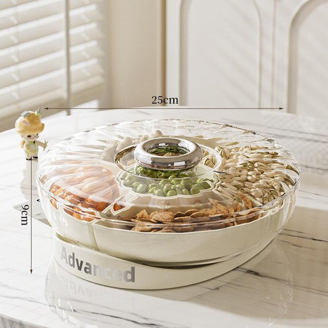Drehbares Snacktablett im chinesischen Stil von Yiran Furniture als Süßigkeitenbox für dein Zuhause in Rot, Weiß oder Transparent - Bild 1