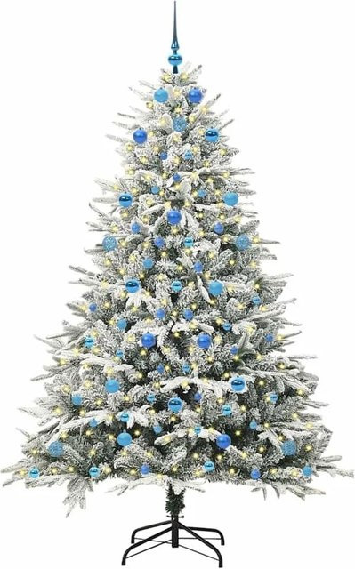 vidaXL Künstlicher Weihnachtsbaum Grün mit LED-Beleuchtung und Kugelset, Höhe: 200 cm - Bild 1