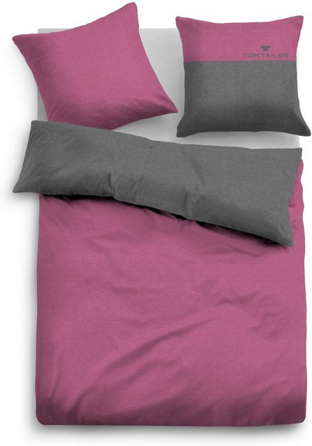 Bettwäsche Set TOM TAILOR aus Baumwolle mit Grafikmuster in Pink, B/H: 155 x 220 cm und 80 x 80 cm - Bild 1