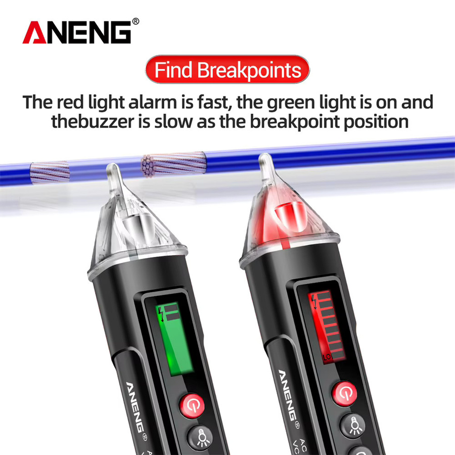 ANENG VC1010 Intelligenter Digitaler Spannungsprüfer für 12-1000V AC/DC in Rot - Bild 3
