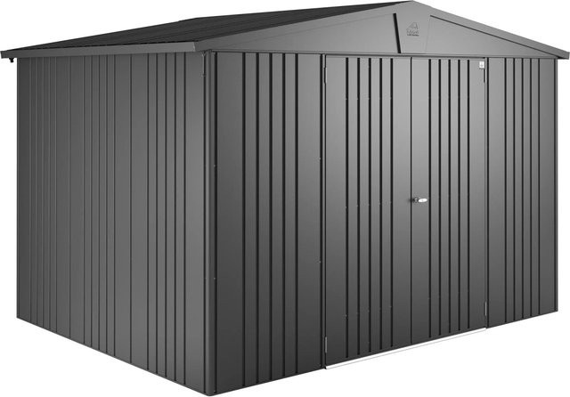 Biohort Gerätehaus Europa aus Metall in Dunkelgrau-Metallic mit Satteldach und Doppeltür, B/T/H: 316 x 228 x 209 cm - Bild 1