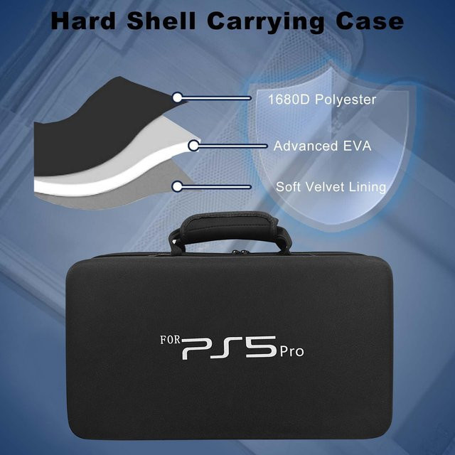 Tragbare PS5 Pro Aufbewahrungstasche aus stoßfestem EVA für PlayStation Zubehör in Schwarz oder Grau - Bild 1
