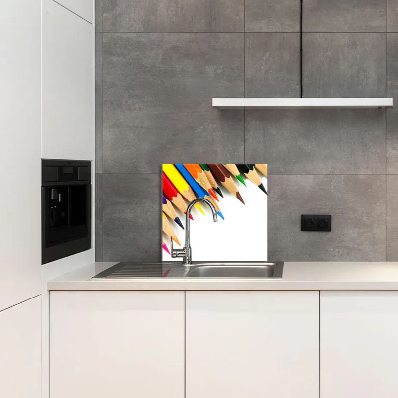 Modernes Glaspanel für die Küche in Bunt, abstraktes Design, B/H: 65 x 60 cm - Bild 1