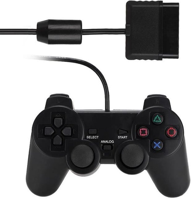 TBEST PS2 Controller Kabelgebunden mit Vibrationsfunktion in Schwarz - Bild 1