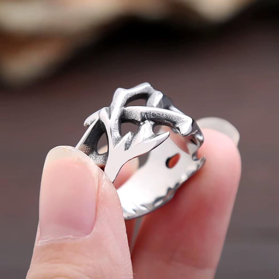 owlucky Ring, Edelstahl, Krone von Dornen, Unisex - Bild 2
