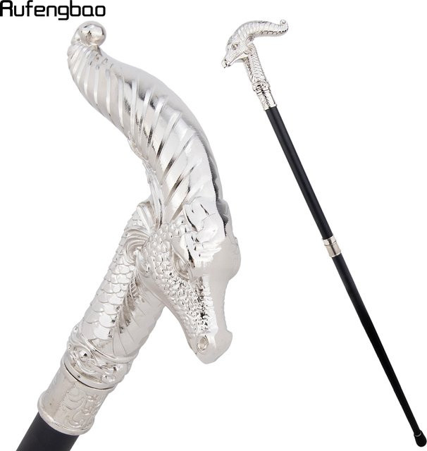 Rufengbao Weißer Luxus-Drachen-Gehstock in Silber für Cosplay und Halloween, Höhe: 93 cm - Bild 1