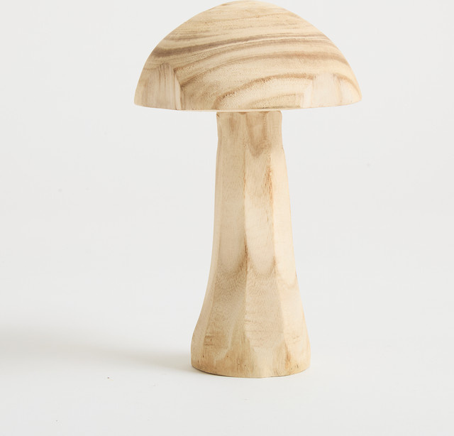 Holz Dekoobjekt Pilz von Green Living in Beige - Bild 1