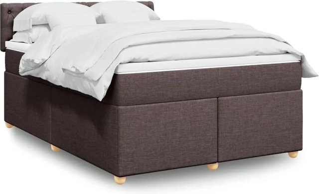vidaXL Boxspringbett mit Matratze Dunkelbraun B/T/H: 140 x 190 x 100,5 cm mit USB-Anschluss und Unterbettbeleuchtung - Bild 1