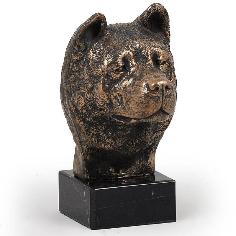 Art-Dog Akita Inu Hundestatue als Büste auf Steinsockel in Braun - Bild 4