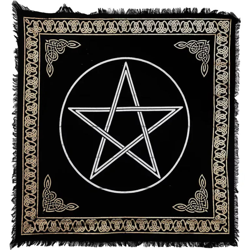 VIKAMA Wandteppich mit Pentagramm-Motiv in Schwarz, mystischer Astrologie-Druck im Bohemian-Stil, rechteckiger Textil-Wandbehang für dein Wohnzimmer oder Schlafzimmer, B/H: 75 x 75 cm - Bild 3