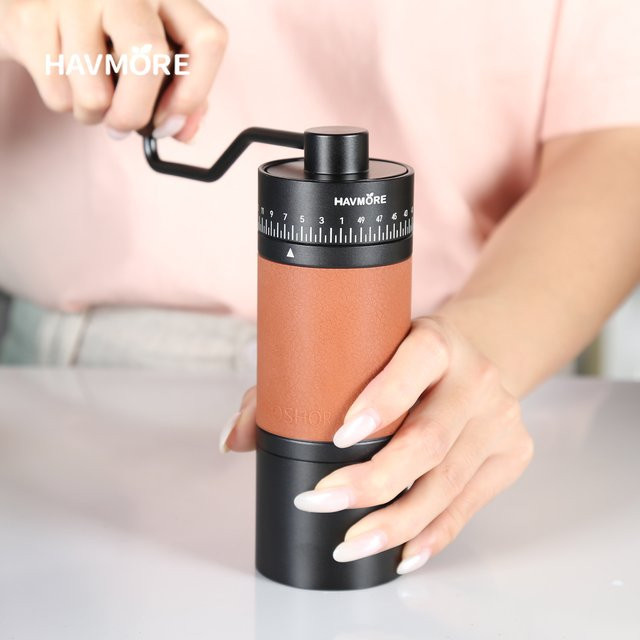 HAVMORE Manuelle Kaffeemühle aus Metall in Schwarz mit rutschfestem Design und integriertem Grat - Bild 1