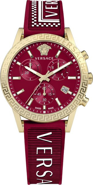 Versace Chronograph, Quarz, Edelstahl, Silikon, Rot, 40 mm, Damen - Bild 1