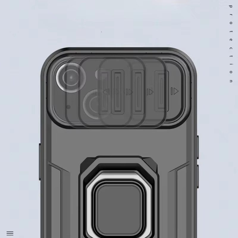 Stoßfeste OnePlus 15 und 15R Handyhülle im Luxus Rüstungs-Design mit magnetischem Ringhalter aus PC und TPU in Blau - Bild 5