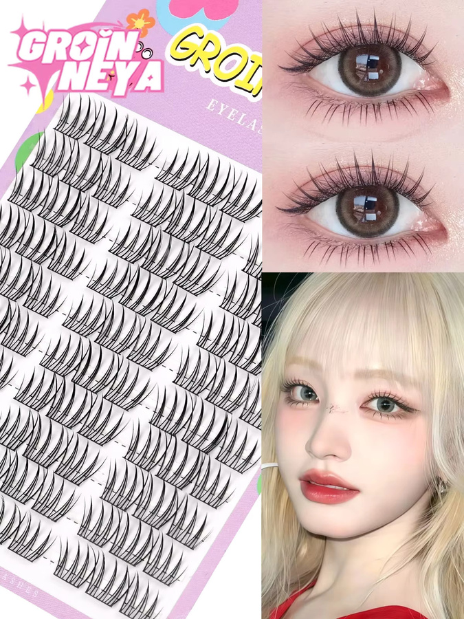 GROINNEYA Wimperncluster-Set, Manga-Wimpern, Volumen, Unisex - Bild 2