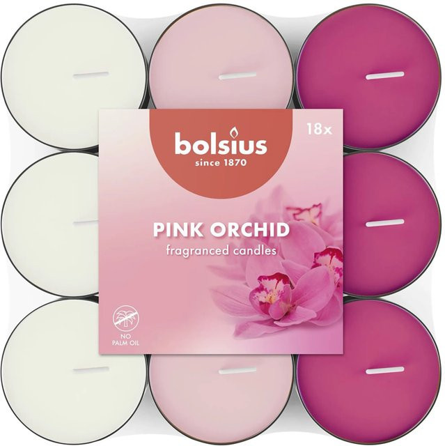 Bolsius Duftteelichter Orchidee in Weiß, Rosa und Rot, 18 Stück - Bild 1