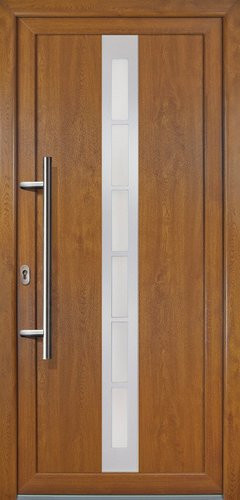 Meeth Kunststoff-Haustür Signum Exklusiv in Golden Oak mit satiniertem Glaseinsatz, Farbe: Gold/Braun, B: 108,0 cm, H: 200,0 cm, T: 7,0 cm - Bild 1