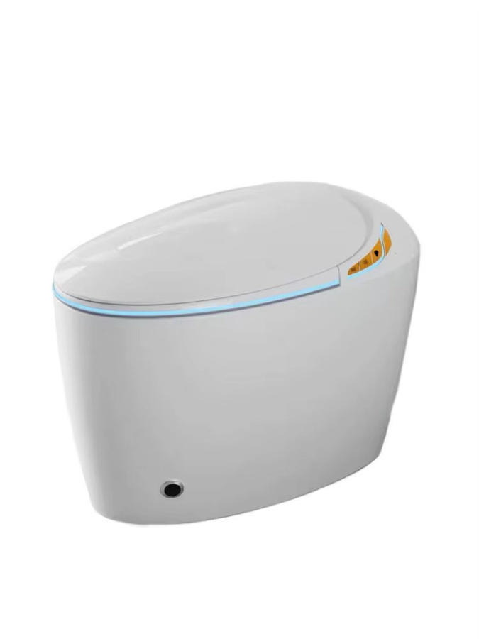 Intelligente einteilige Toilette mit integriertem Bidet von OUCEY in Weiß oder Grau aus Keramik mit automatischem Sitz und Fußsensor - Bild 4