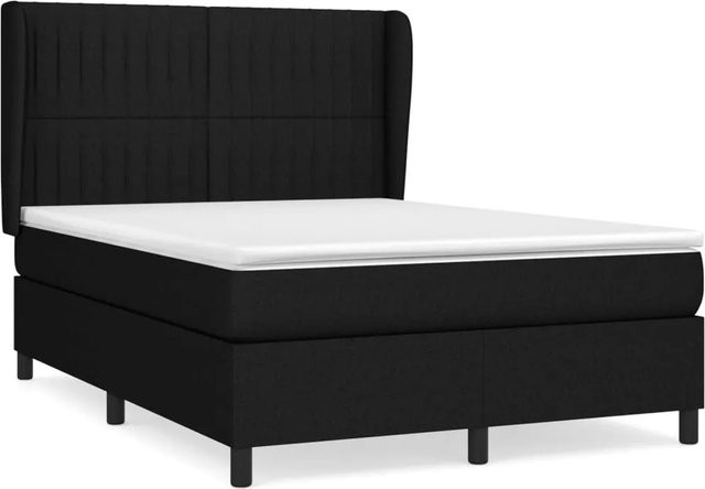 vidaXL Boxspringbett Hybrid mit Matratze und Taschenfederkern, Schwarz, B/T/H: 140 x 200 x 118 cm - Bild 1