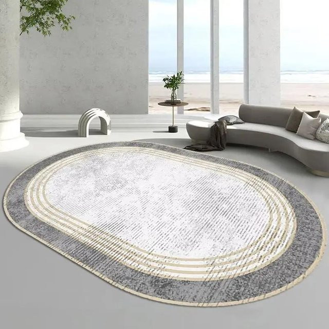 Ovaler Luxus-Wohnzimmerteppich von Wucifang Jewelry in Weiß, Waschbarer Weicher Teppich für Schlafzimmer und Wohnzimmer, B/L: 80 x 120 cm - Bild 1