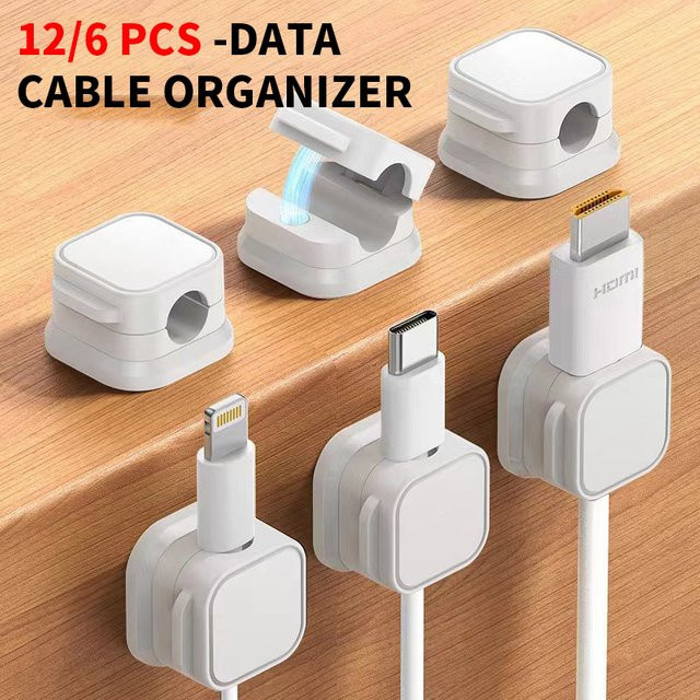 Magnetische Kabel Clips zur Kabelorganisation unter dem Schreibtisch, Schwarz, 6 oder 12 Stück - Bild 1