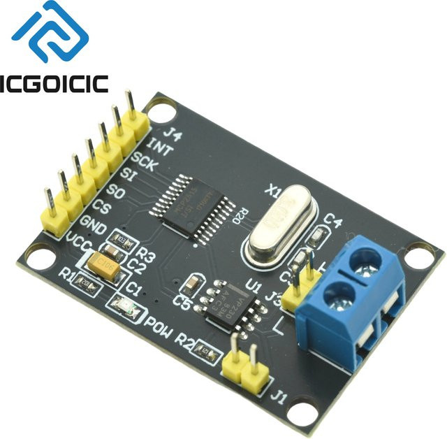 MCP2515 CAN-Bus-Modul mit SN65HVD230 und SPI-Schnittstelle für Arduino, ESP32 und Raspberry Pi in Schwarz - Bild 1