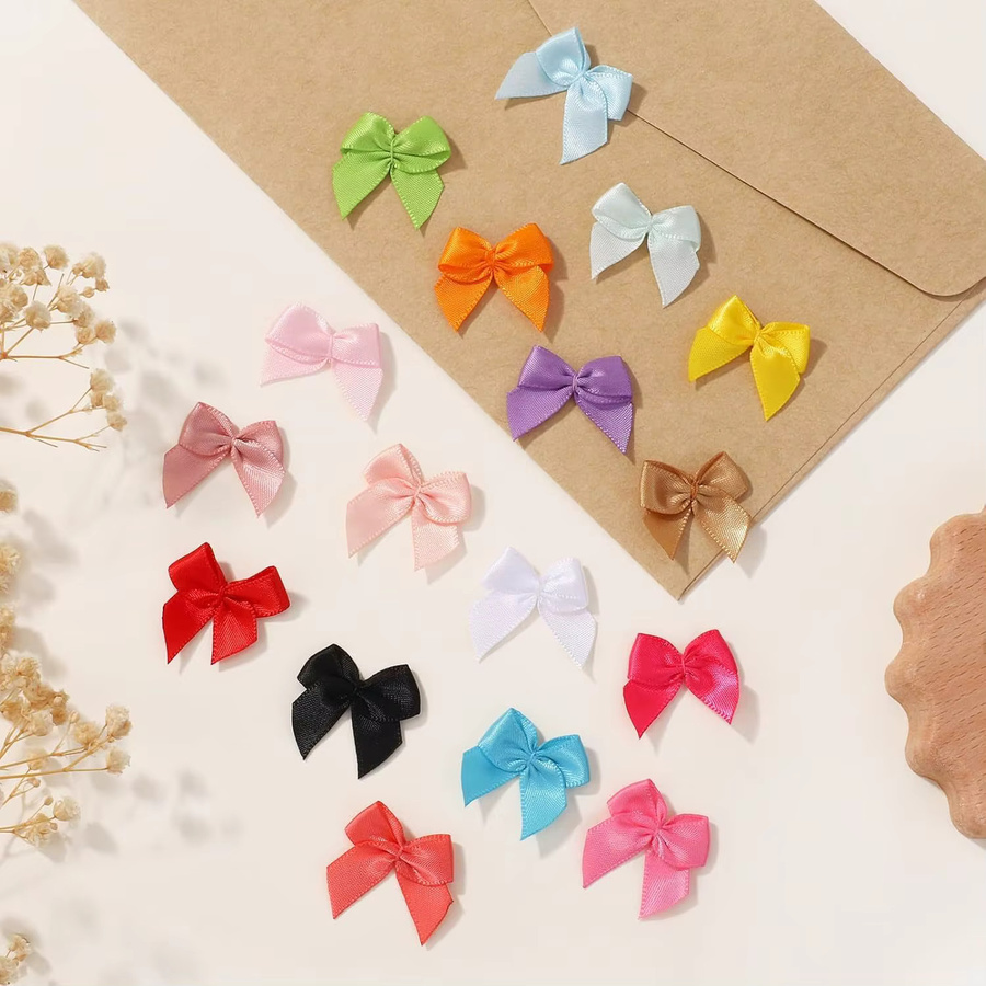 100 Stück Bunte Mini Satin-Schleifen aus Polyester für DIY-Bastelarbeiten und Hochzeitsdekorationen - Bild 2