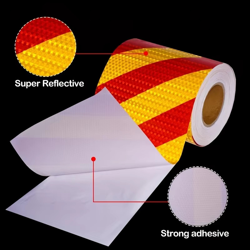 Wasserdichter Warnaufkleber mit reflektierendem Klebeband in Rot und Weiß für Fahrzeuge und Industrie, Breite: 20 cm - Bild 3