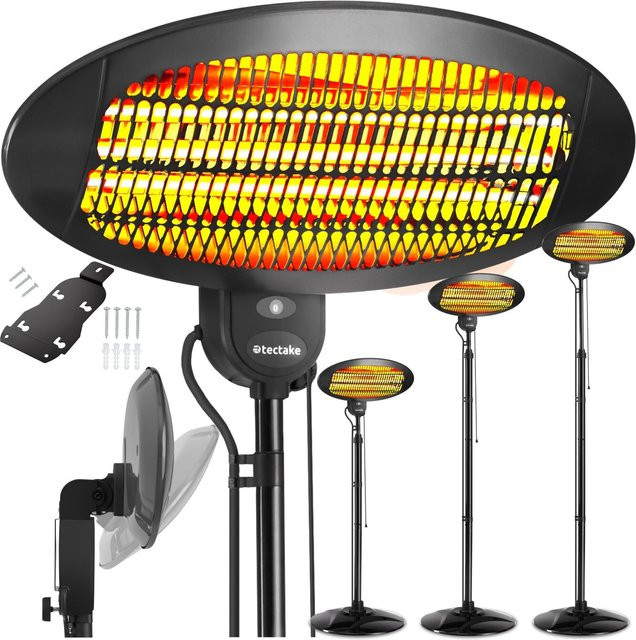 tectake Solaris Monolith Infrarotheizstrahler mit 3 Leistungsstufen (650 W, 1300 W, 2000 W), höhenverstellbar und neigbar, B/T/H: 50 x 50 x 136 - 213 cm - Bild 1