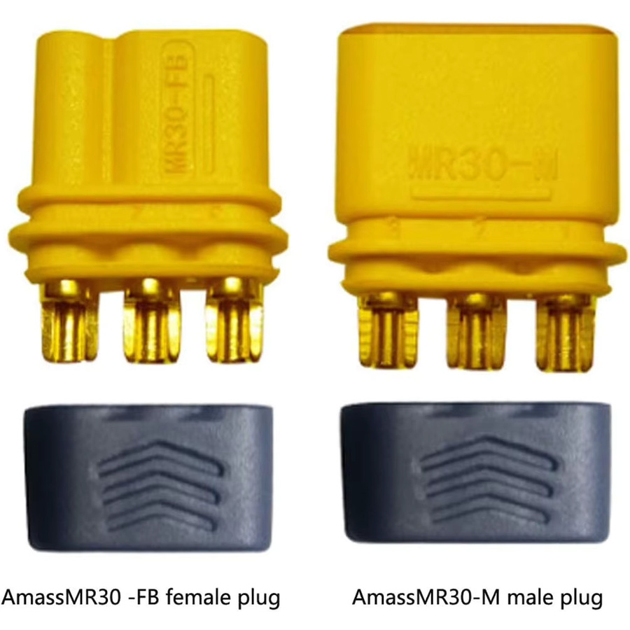 Amass MR30 3-Pin Locking Stecker Set Männlich und Weiblich Gelb für DC Motoren und RC Drohnen 10 Stück - Bild 2