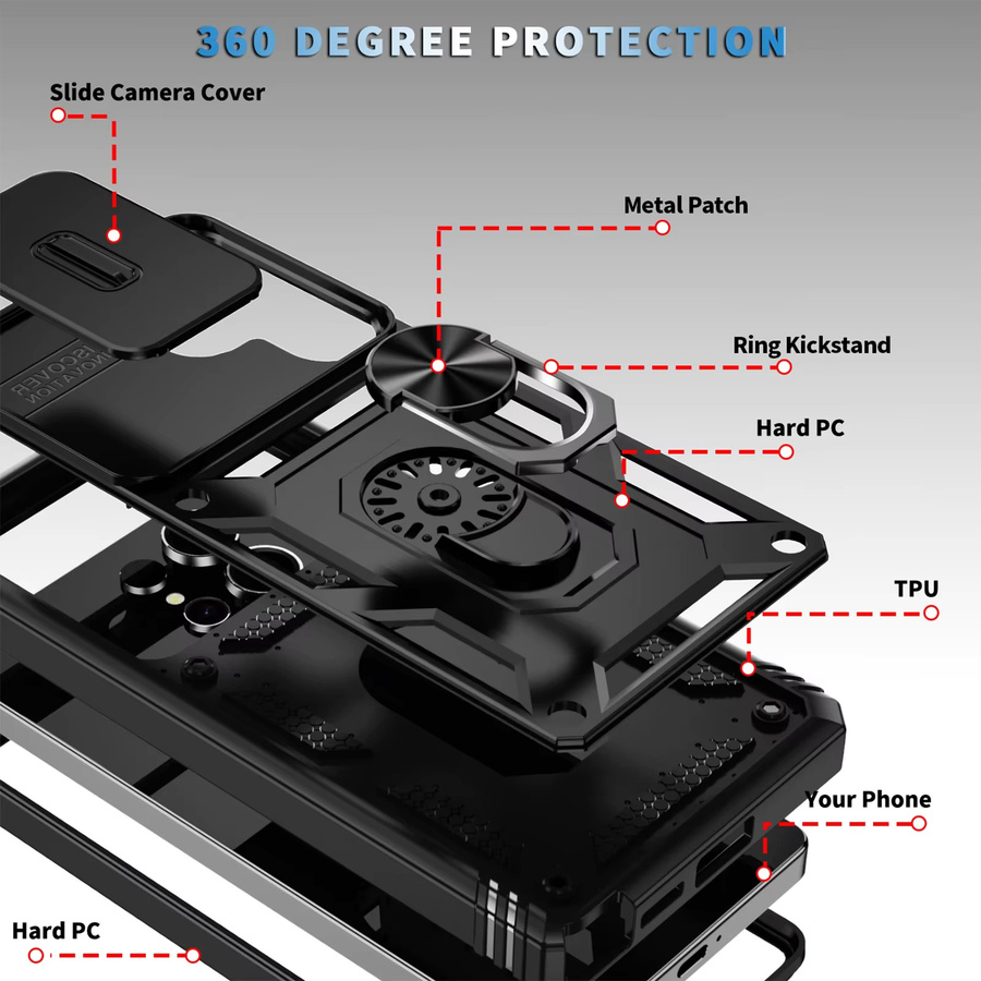 360-Grad-Vollschutz-Handyhülle mit Magnetring und Standfunktion für Samsung Galaxy S25 S24 S23 Ultra Plus S25 Edge S24FE in Schwarz oder Blau - Bild 4