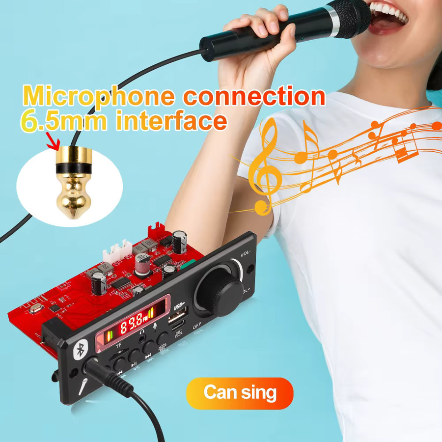 Kebidu Bluetooth MP3 Decoder Board mit 160W Verstärker, USB, TF, FM Radio und Freisprecheinrichtung für Auto Audio, Rot - Bild 2