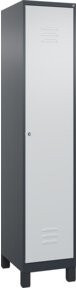C+P Spind Classic PLUS Garderobenschrank mit 1 Abteil, Füße, Zylinderschloss und 4 Garderobenhaken, Farbe: Grau, H x B x T: 195 x 40 x 50 cm - Bild 1