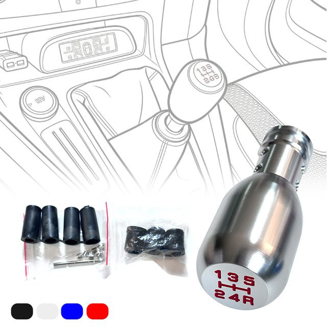 JDM RACING Universaler 5-Gang Schalthebel Kopf aus Aluminium Legierung in Silber als Getriebe Shift Verlängerung und Joystick Extender - Bild 1