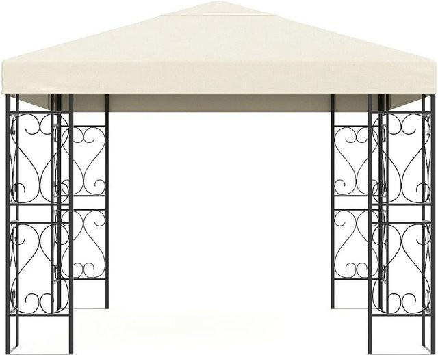 Vente-unique Pergola Fidala in Schwarz mit Polyester-Dach, Breite: 300 cm, Höhe: 250 cm, Tiefe: 260 cm - Bild 1