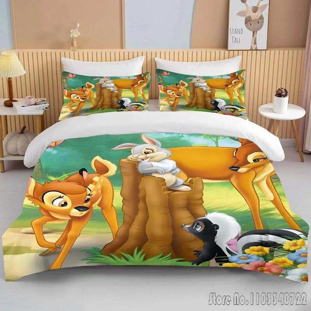 Bambi Bettwäsche-Set aus Mikrofaser mit Motiv-Print, Multicolor, B/H: 140 x 210 cm - Bild 1