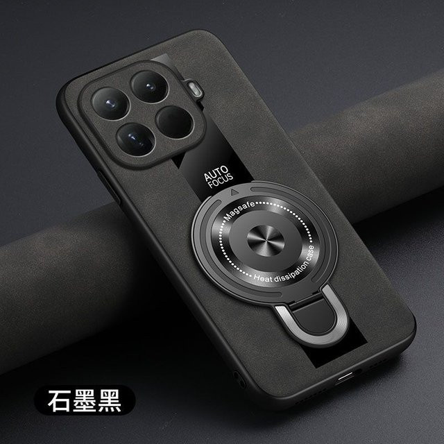 Luxus-Lederhülle mit MagSafe Magnetischer Halterung für Xiaomi 17T Pro und Xiaomi 17T in Schwarz - Bild 1