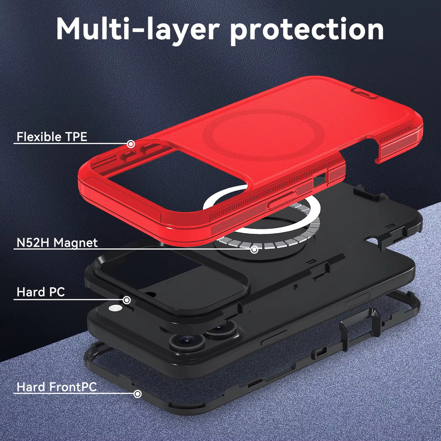 CYD Armor Stoßfeste Defender Handyhülle für iPhone in Rot aus PC und TPU - Bild 1