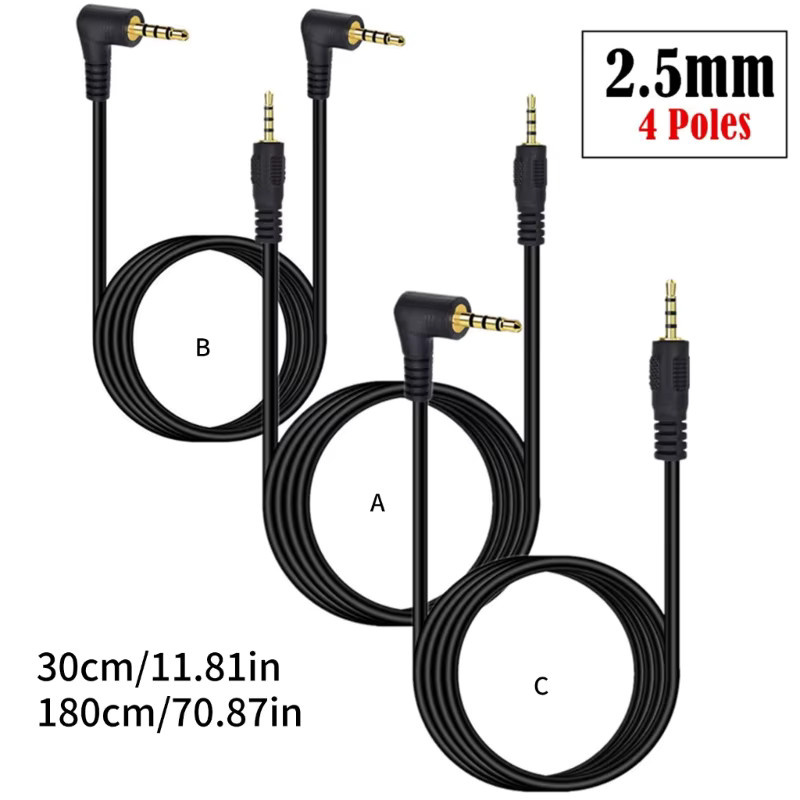 BEYONDSKY Audio-Stereo-Kabel 2,5mm auf 2,5mm mit 4-poligem 90 Grad Stecker und Buchse in Schwarz - Bild 2