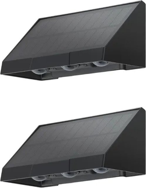 NETTLIFE Solar Außen-Wandleuchte L14 Schwarz 2er-Set mit Bewegungsmelder aus Kunststoff - Bild 1