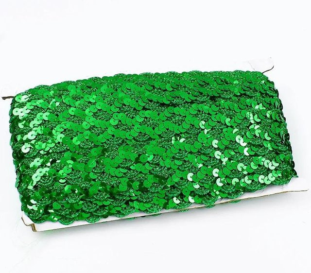 Meetee Pailletten-Spitzenband geflochtenes Band für Kleidung und Dekoration, Farbe: Grün, Breite: 1,5 cm, Länge: 10 m - Bild 1